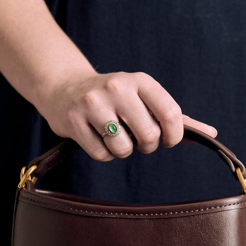 Bague  en or blanc, or jaune, émeraude et diamants