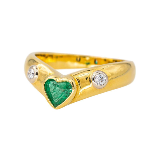 Bague 54 Bague  Jonc Or jaune Emeraude, Diamant 58 Facettes 4286093CN