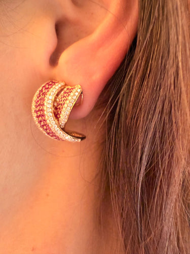 Boucles d'oreilles Boucles d'oreilles or rose avec diamants naturels et rubis 58 Facettes