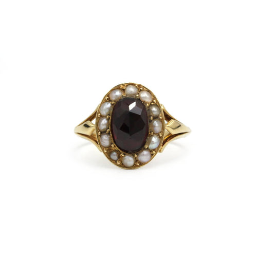 Bague 57 Bague Poison - Or jaune, Grenat & Demi-Perles 58 Facettes 260008SP