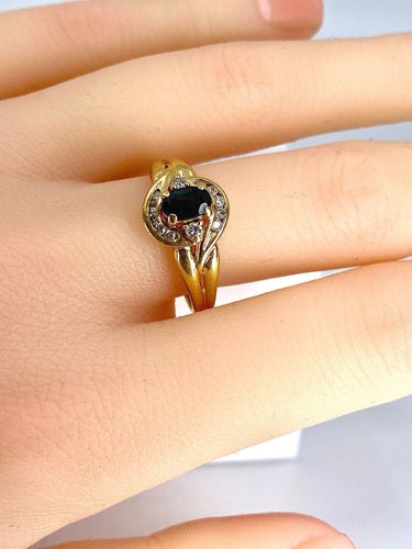 Bague 57 Bague en or jaune saphir et diamants 58 Facettes AB337