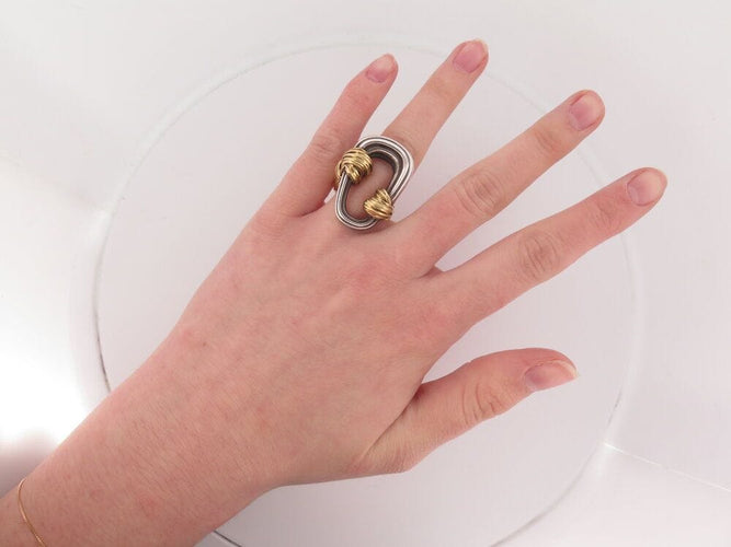 Bague 55 vintage bague VAN CLEEF & ARPELS noeud t55 en or jaune 18k & argent 18.9gr 58 Facettes 267804