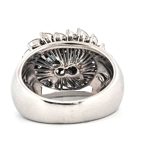 Bague 55 Bague vintage en or blanc avec émeraude et diamants 58 Facettes