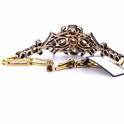 Bracelet Bracelet ancien en or rose et argent avec diamants 58 Facettes