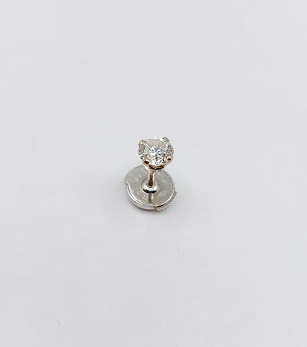 Puce d'oreille SEULE vintage or blanc et diamant de 0.38 carat 58 Facettes A06242