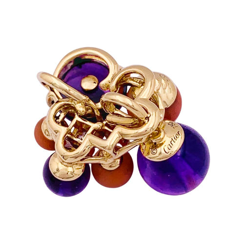 Pendentif Pendentif Cartier "Délices de Goa" en or jaune, améthystes, corail et diamants. 58 Facettes 34809