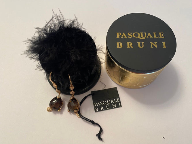 Boucles d'oreilles pendantes Pasquale Bruni - Sissi en or jaune 18 carats, quartz fumé et diamants