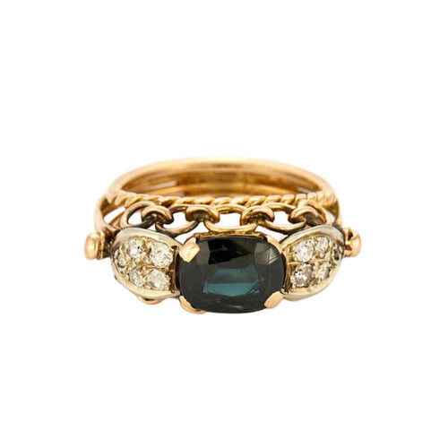 Bague 51 Bague or rose et gris, saphir et diamants 58 Facettes EL002