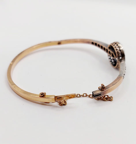 Bracelet Bracelet antique croissant de lune en or rose 18k et argent, diamants taille roses 58 Facettes A06437