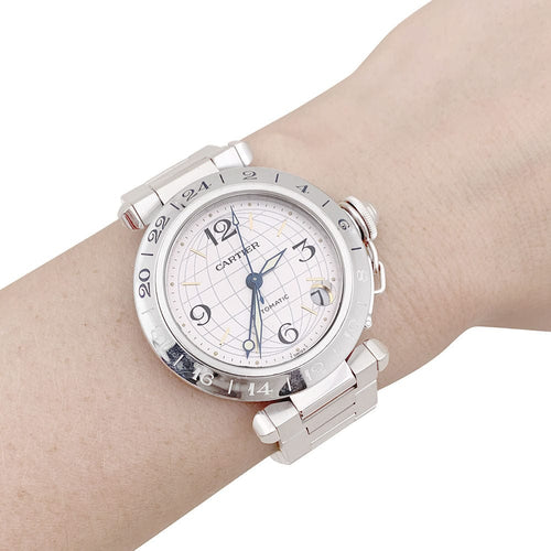 Montre Montre Cartier "Pasha GMT" acier. 58 Facettes 33794