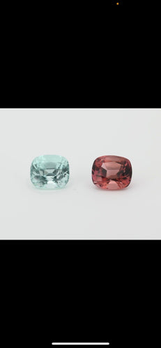 Gemstone Paire de tourmaline bleu lagon et rubellite 3.05cts 58 Facettes 433