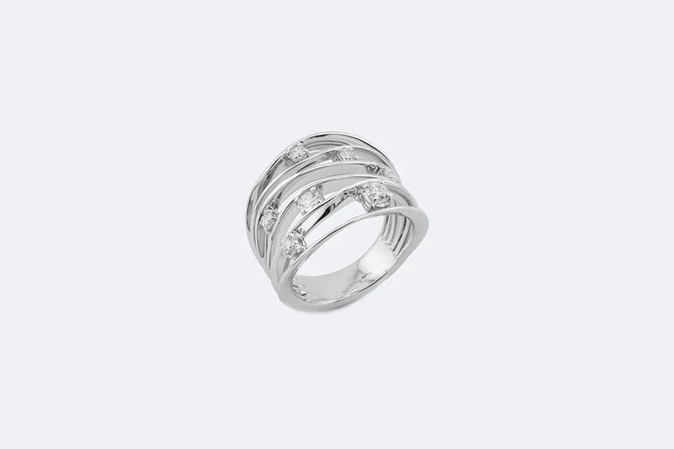 Bague 19 / Oro Bianco Fascia in oro bianco con diamanti 58 Facettes ANL717