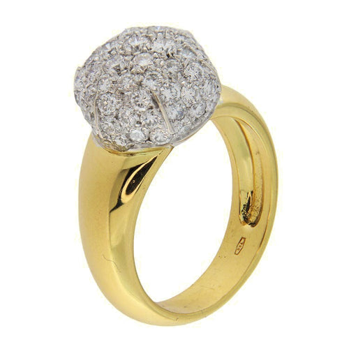 Bague 56 Bague bombée en or jaune et blanc avec pavé de diamants 58 Facettes G3729