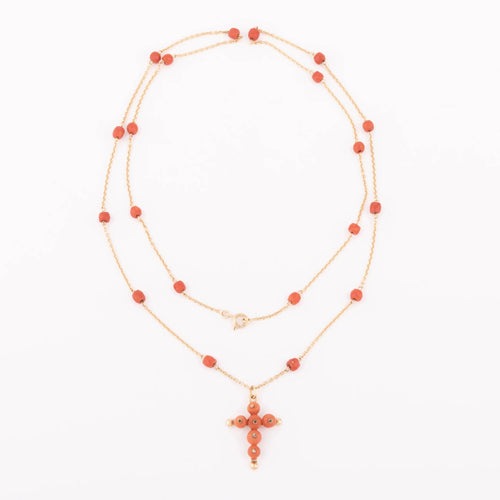 Sautoir en or et corail