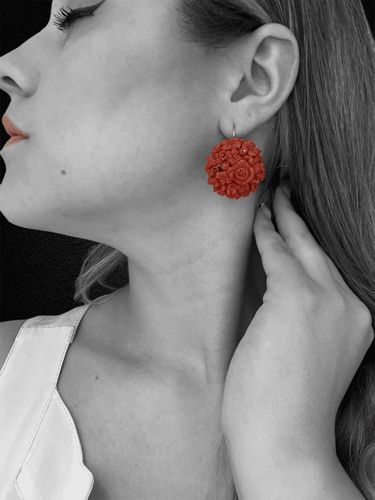 Boucles d'oreilles Boucles d'oreilles anciennes en corail sicilien 58 Facettes