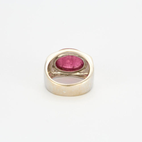 Bague or jaune et blanc tourmaline rose 58 Facettes LP985