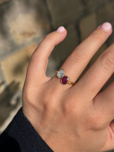 Toi & Moi Diamond ruby ring