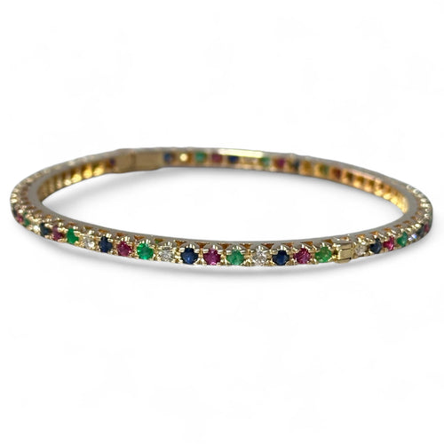 Bracelet Bracelet jonc rivière rubis émeraudes saphirs diamants 58 Facettes 332