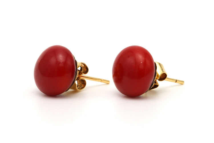 Boucles d'oreilles Boucles d'oreilles Art Déco serties de corail en or jaune 18 carats 58 Facettes B798