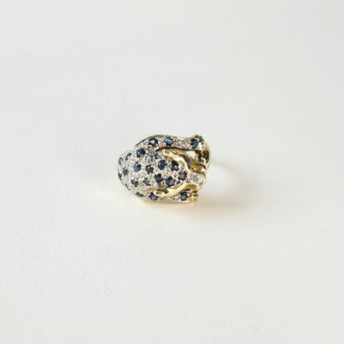 Bague 51 Bague Panthère n°106｜Or et saphirs 58 Facettes