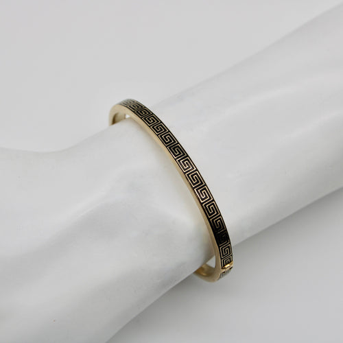 Bracelet Bracelet victorien en or 14 carats émaillé à motif grec 58 Facettes