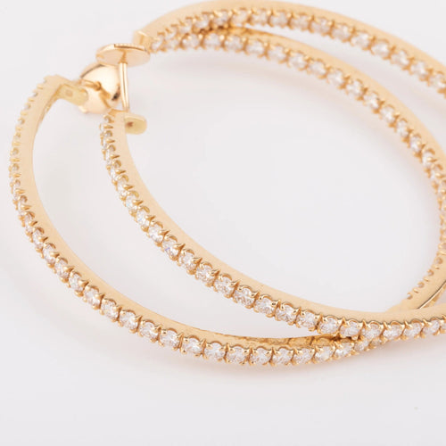 Boucles d'oreilles Créoles en diamants sur or jaune 58 Facettes 1