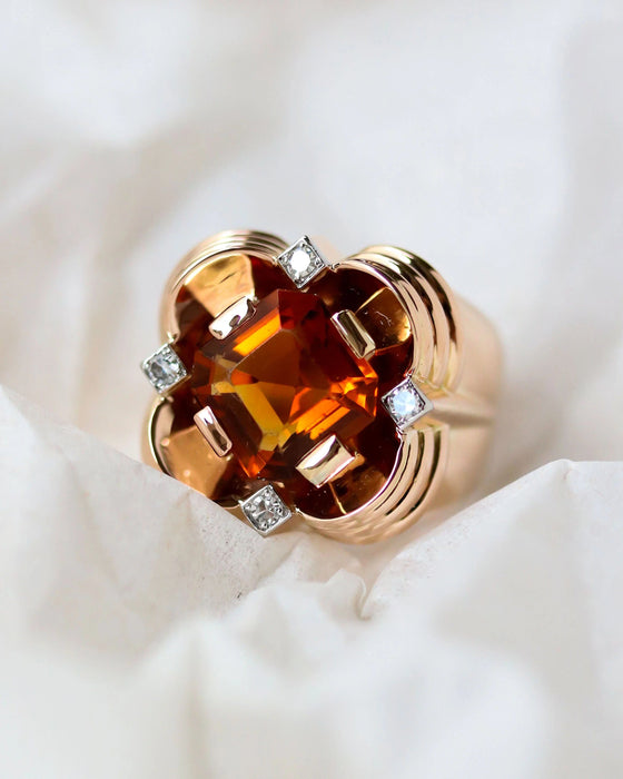 Bague 59 Bague Tank Citrine Orange or rose 58 Facettes C1996