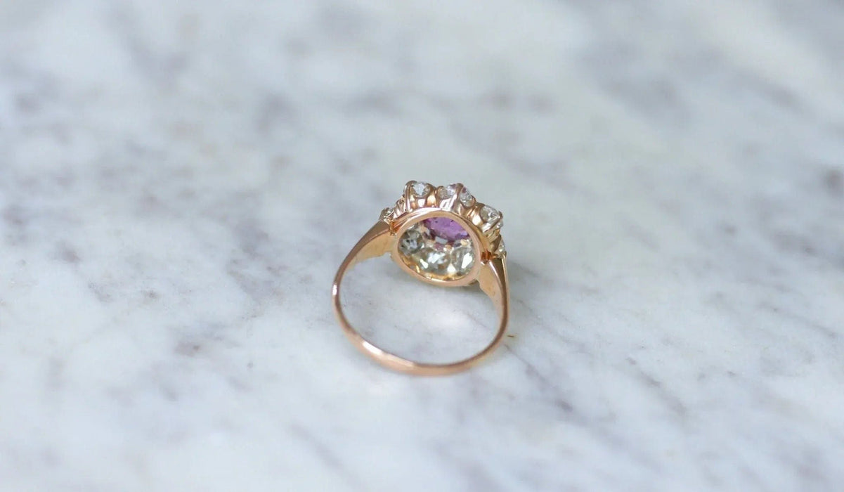 Bague 58 Bague Marguerite Saphir Rose et Diamants 58 Facettes