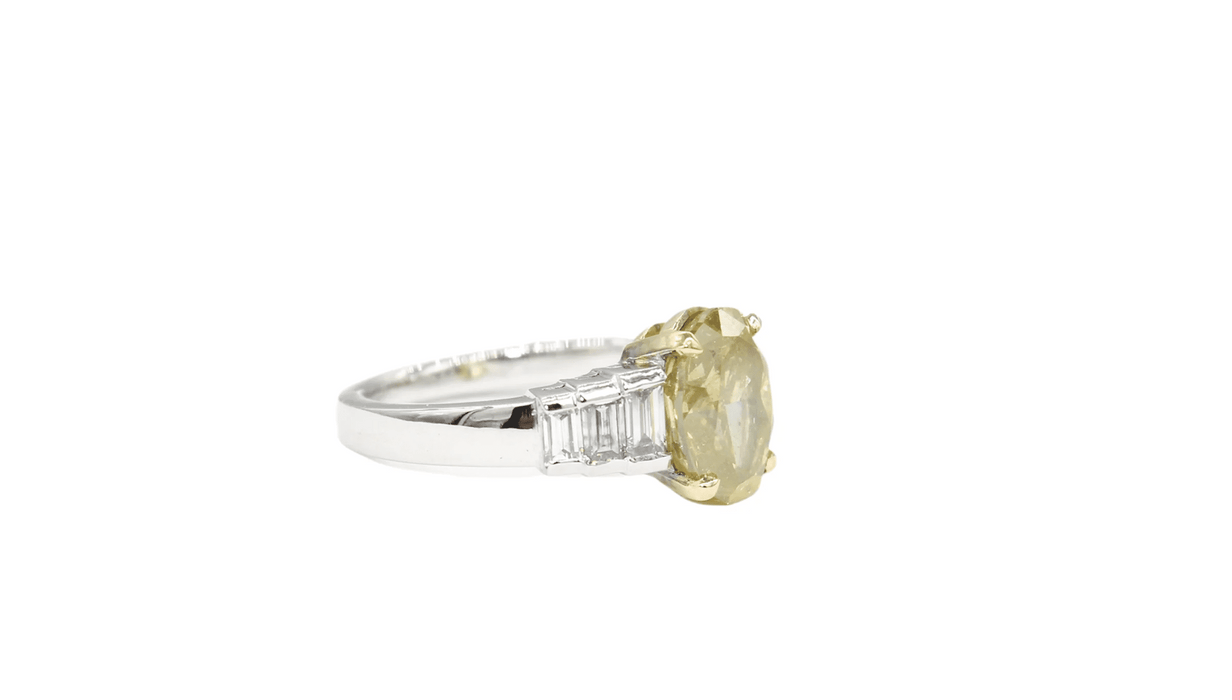 Bague Bague or blanc diamant jaune 3.50cts 58 Facettes