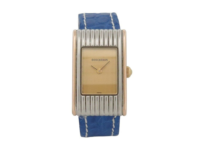 Montre montre BOUCHERON reflet 28 mm acier or jaune 18k 16 bracelets quartz 58 Facettes 272246