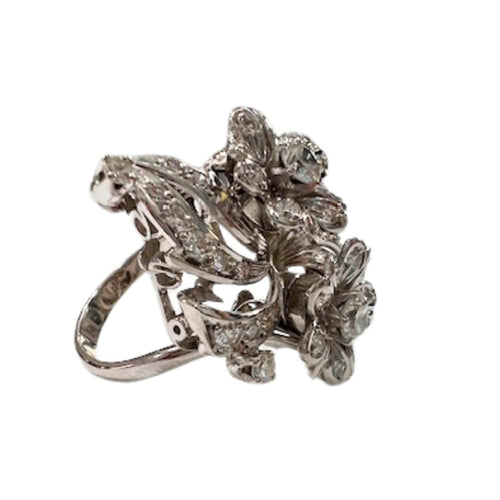 Bague 52 BAGUE DE STYLE RÉTRO EN OR 18 KT DES ANNÉES 1940-1945 AVEC DIAMANTS 58 Facettes Q314B(816)