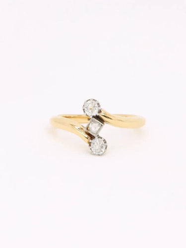 Bague 52 Bague toi et moi or jaune diamants old mine cut 58 Facettes J608