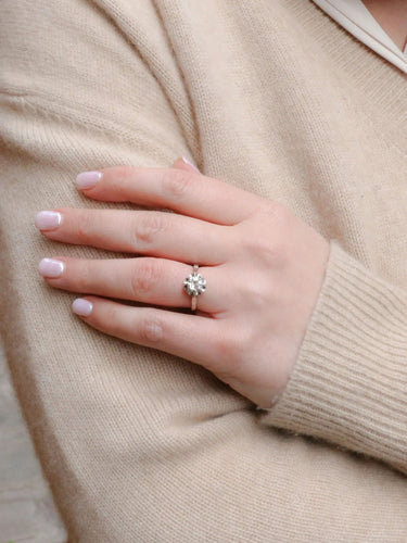 Bague 54 Solitaire ancien or platine diamant taille ancienne 58 Facettes J326