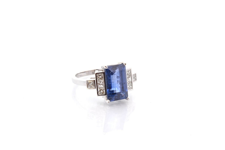 Bague 53 Bague saphir de 4,26cts et diamants 58 Facettes 26689-26823
