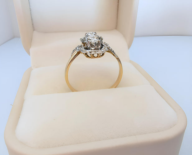 Bague ancienne (1910–1920) diamants en Or 18K et platine