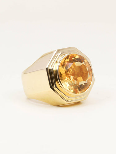 Bague 53 FRED Bague chevaliere or jaune citrine 7 carats 58 Facettes 1216.2