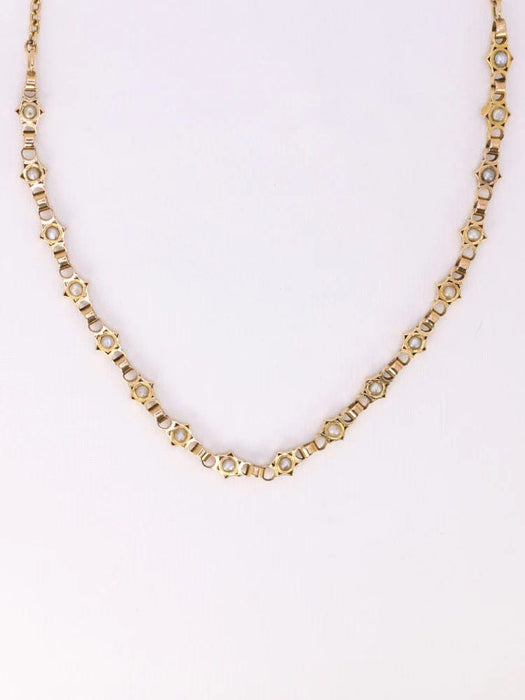 Collier GEORGES BRUNET - Collier Napoléon III or jaune diamants perles fines 58 Facettes 768