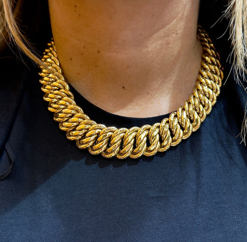 Collier Collier maille américaine en or jaune 18 carats 58 Facettes