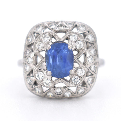 Bague Bague Vintage Saphir et Diamants, Style Art Déco 58 Facettes