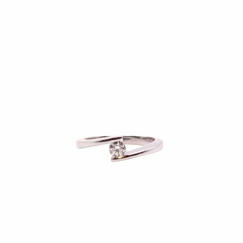 Bague Bague solitaire or blanc 18 carat (750/1000), diamant serti tension / couteau 58 Facettes