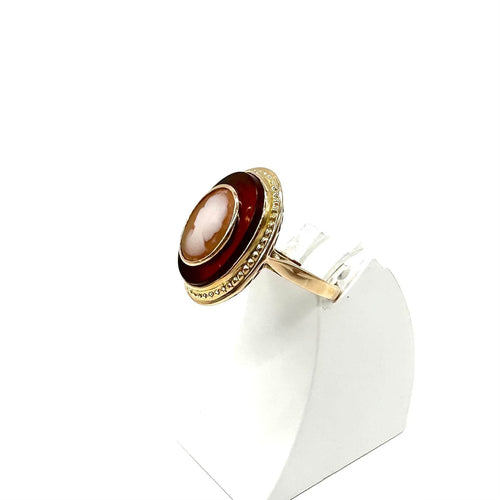 Bague 50 Bague camée or jaune, coquille et agate 58 Facettes Z15B51441