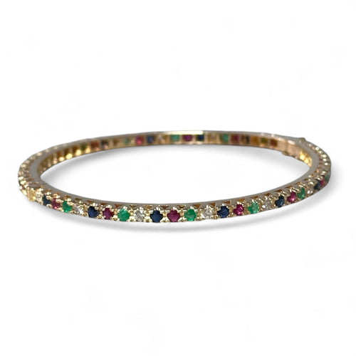 Bracelet Bracelet jonc rivière rubis émeraudes saphirs diamants 58 Facettes 332