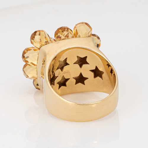Bague 54 Bague articulée en citrine briolette, or 14 carats, bijou cocktail en forme de fleur 58 Facettes G13887