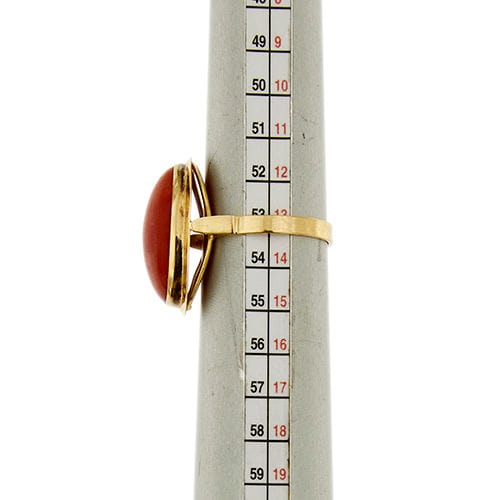 Bague 53 Bague en or jaune avec corail rouge 58 Facettes 37274
