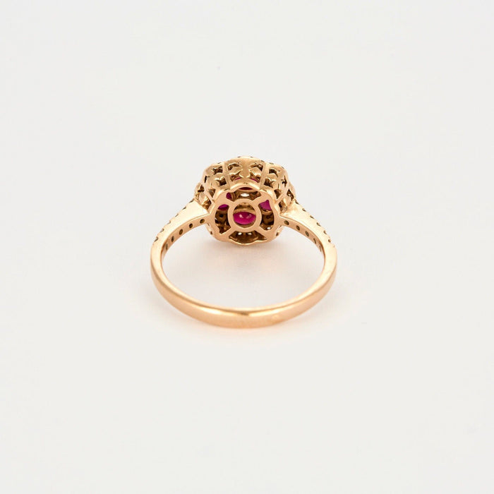 Bague 54 Bague Fleur Or Rose Diamants Rubis 58 Facettes GU142