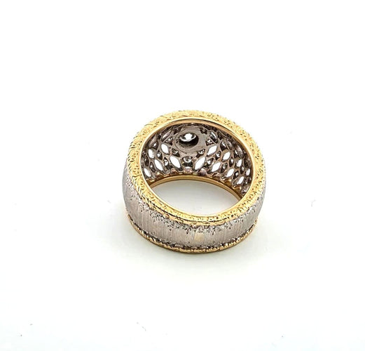 Bague 52 Bague vintage des années 1990 en or jaune et blanc avec diamants 58 Facettes