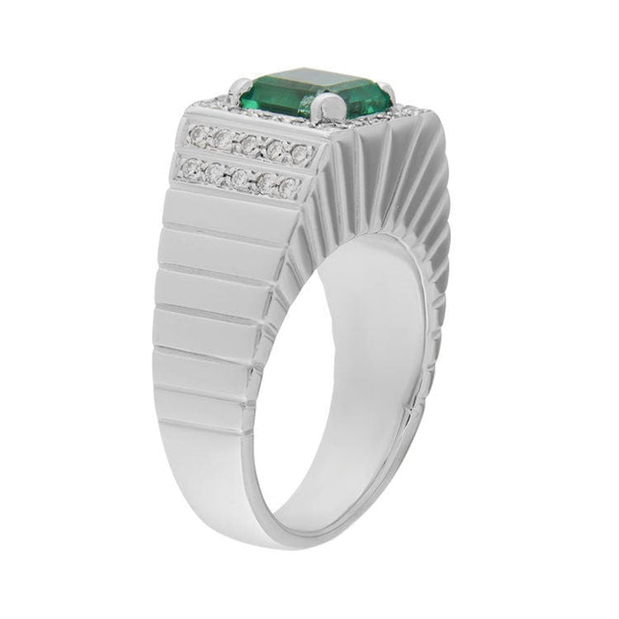 Bague 56.5 Bague en or blanc avec émeraude et diamants 58 Facettes G3612