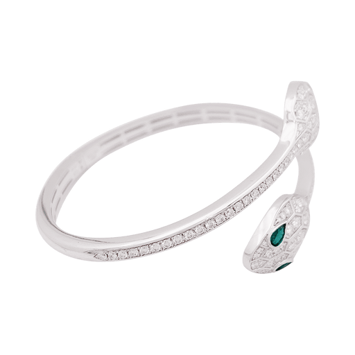 Bracelet Bracelet Bulgari "Serpenti Seduttori" or blanc, diamants, émeraudes. 58 Facettes 34137
