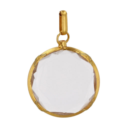 Pendant Old medallion pendant in gold and faceted glass 58 Facettes 3325