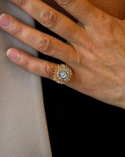 Bague 50 Bague Dôme Chardon Diamants Or rose et platine 58 Facettes A11447